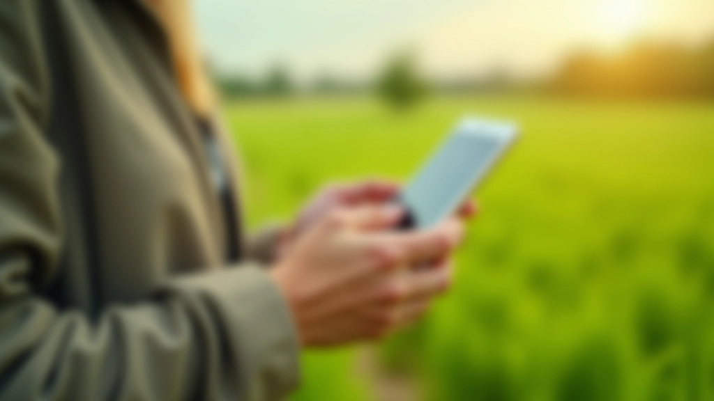 Mobiiltelefon käes kaugemal, maapiirkonna looduse taustal, loodus ja tehnoloogia kokkupuute